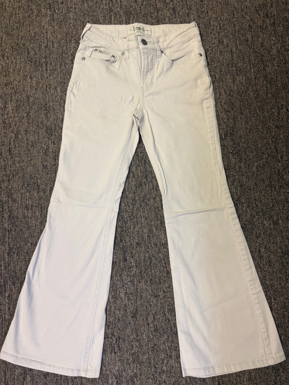 Flare Jeans Cream/Ivory Y2K Bell Bottom Stretch Denim L.E.I. Girls Size 10
